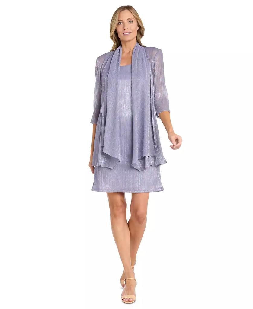 R & M Richards Women's Metallic Crinkle 2-Pc. Dress