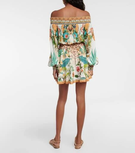 Camilla Off-the-shoulder silk minidress 3