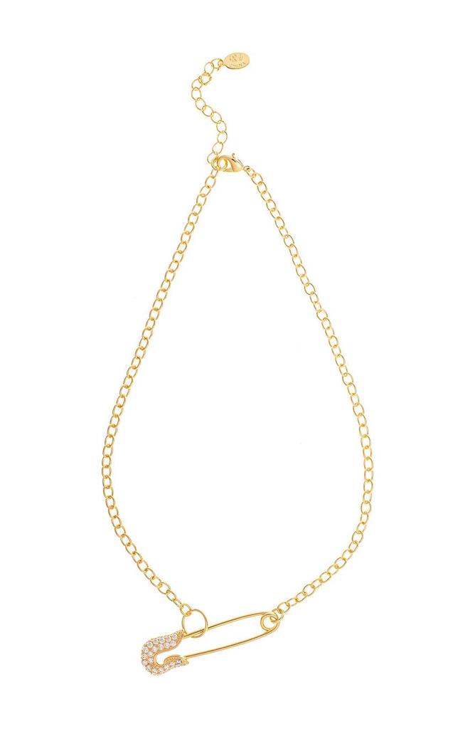 Rivka Friedman Pavé Cubic Zirconia Safety Pin Pendant Necklace