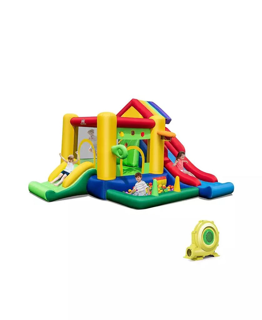 Mecale Inflatable Bounce Castle with Double Slides and 735W Blower