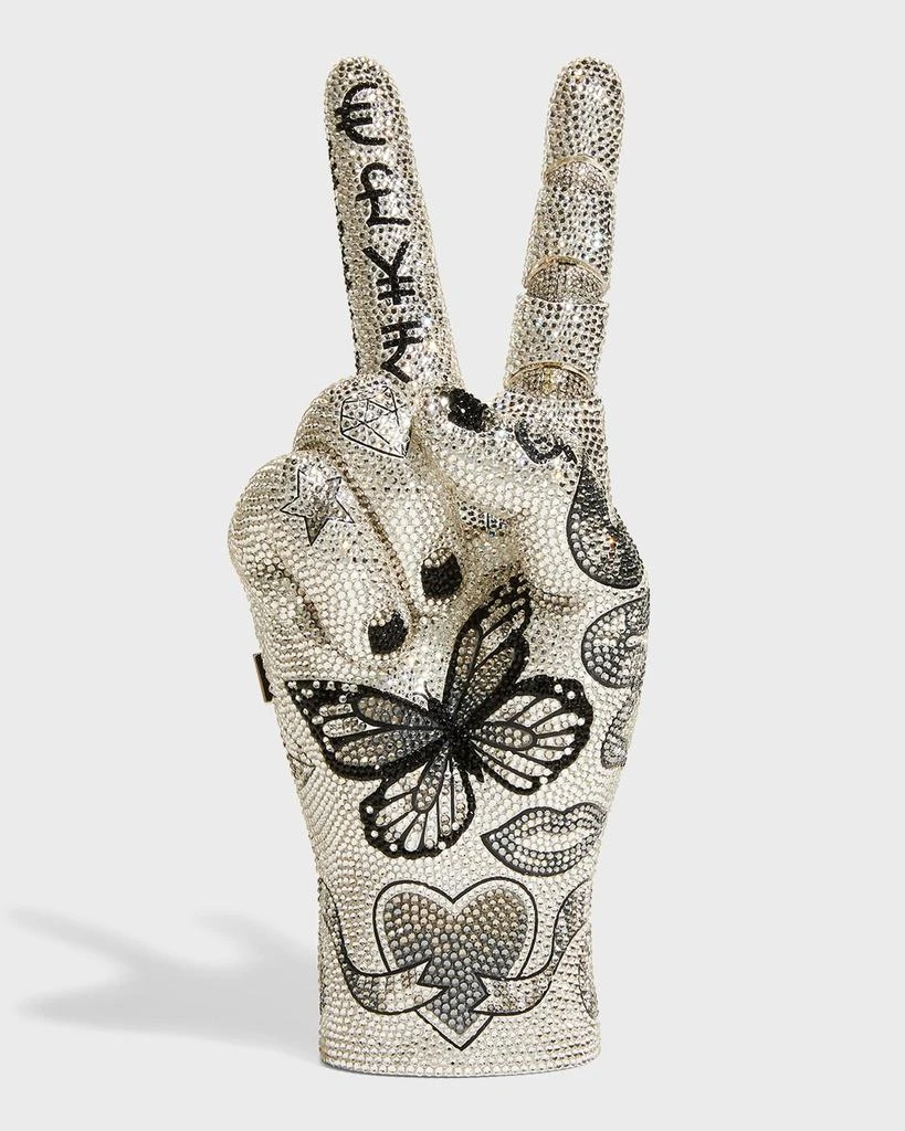 Judith Leiber Tattoo Peace Sign Lady Hand Clutch Bag 1