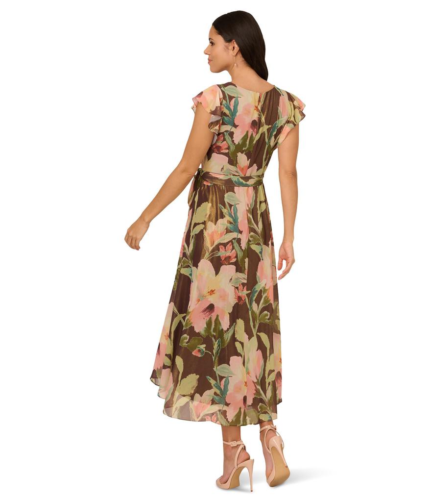 Adrianna Papell Floral Hi-Low Midi Dress