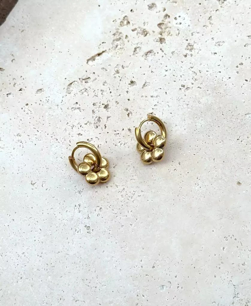 ADORNIA Tarnish Resistant Gold Flower Huggie Hoop Earrings 4