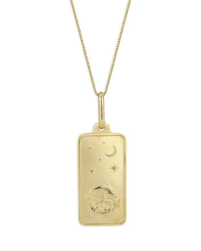 Alberto Amati 14K Yellow Gold Zodiac Dog Tag Pendant Necklace, 18"