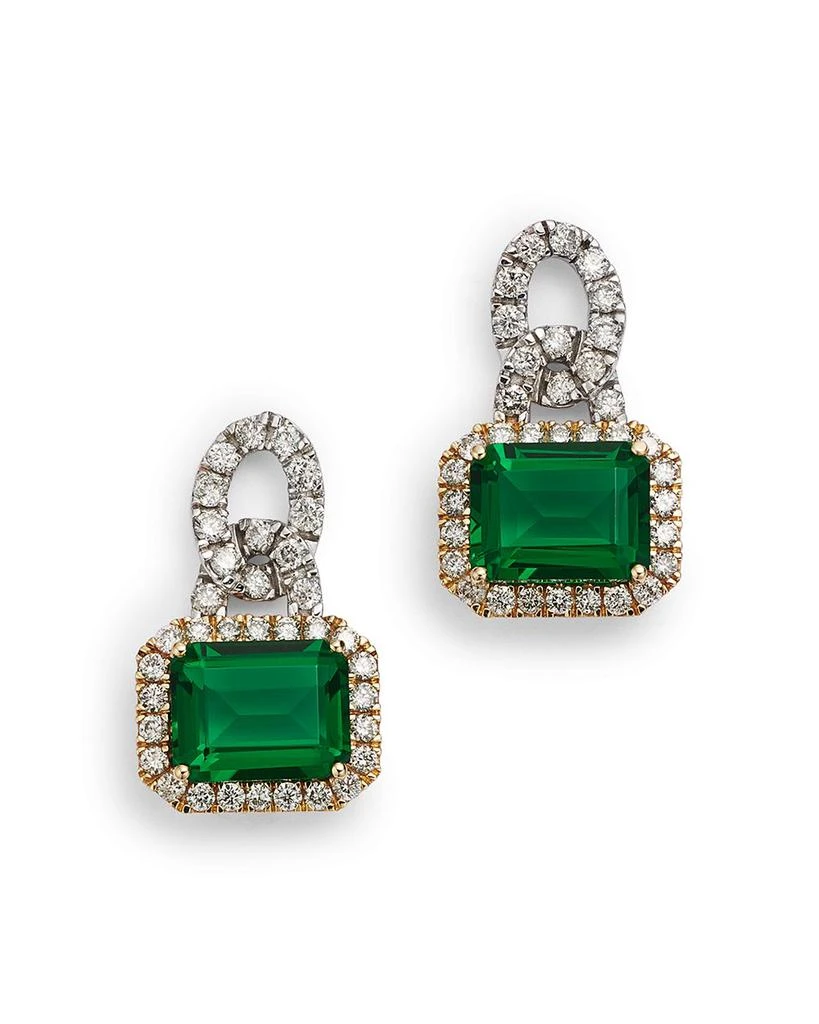 Bloomingdale's Fine Collection Emerald & Diamond Link Drop Earrings in 14K Yellow & White Gold - Exclusive 1