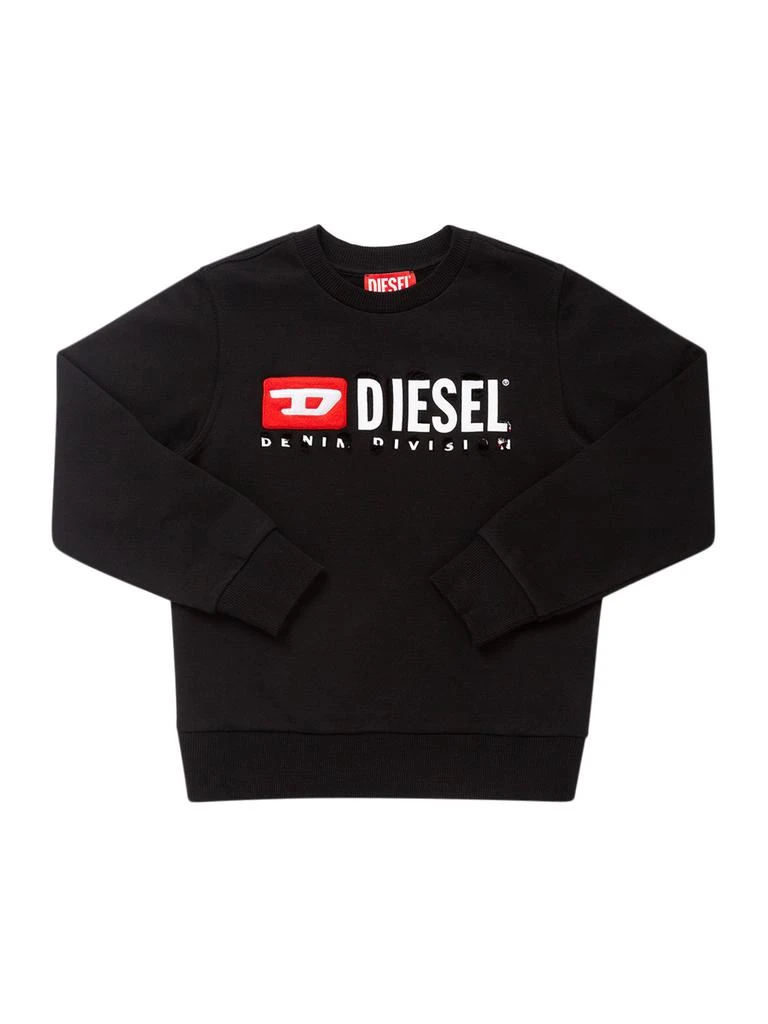 Diesel Logo Print Destroyed Cotton Sweatshirt 1