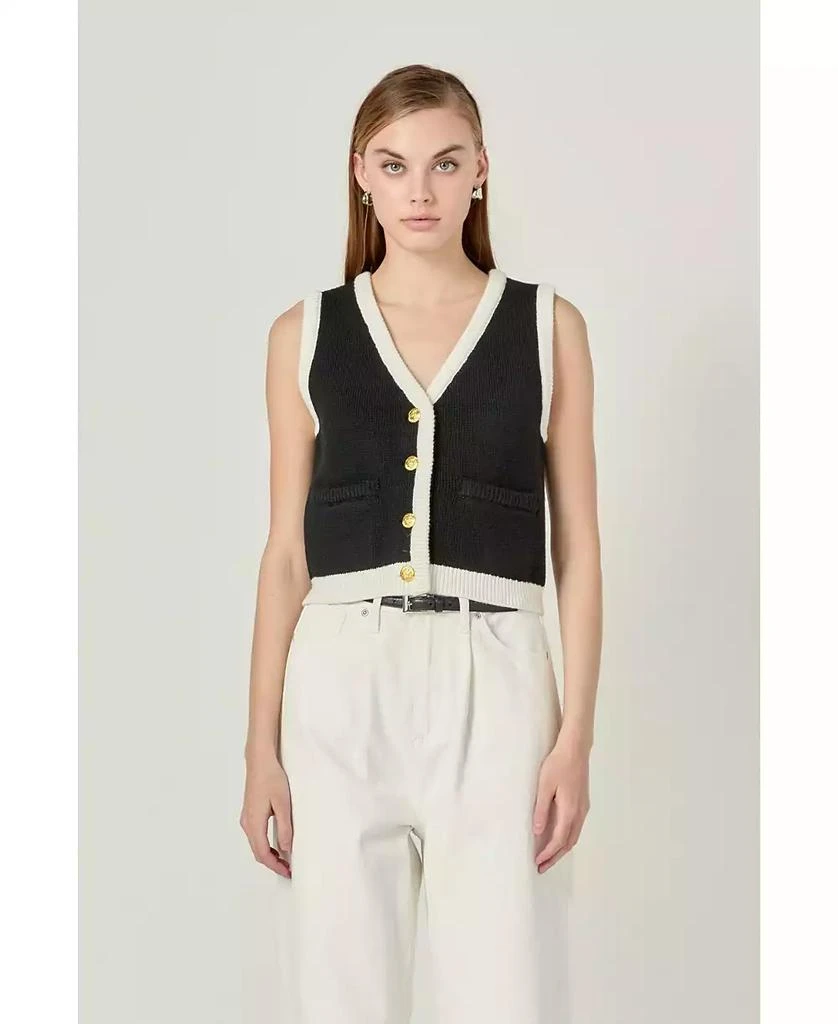 English Factory Women's Black and white knit vest 3
