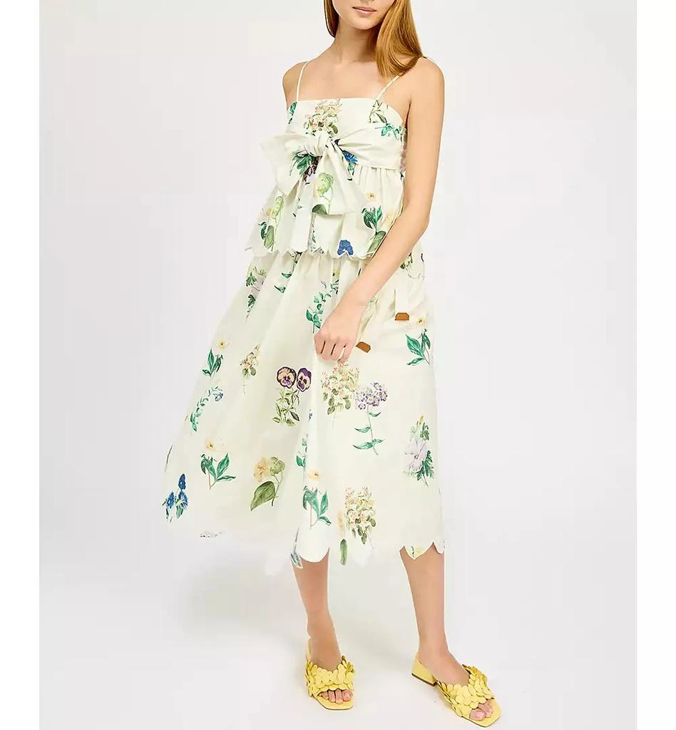En Saison Women's Ashley Floral-Print Belted Scalloped-Hem Cotton Midi Skirt 1