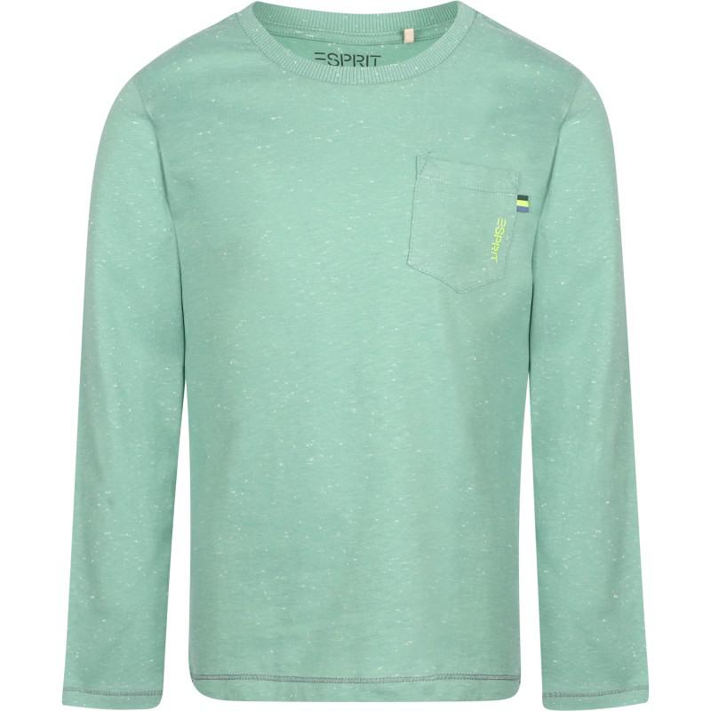 Esprit Stay curious text long sleeve t shirt in teal green