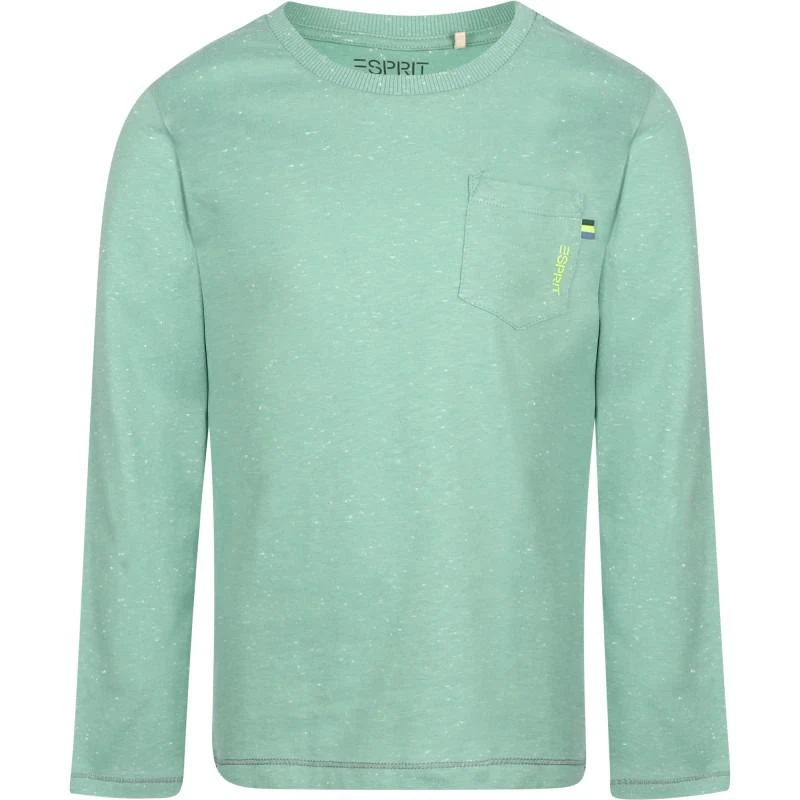 Esprit Stay curious text long sleeve t shirt in teal green 2