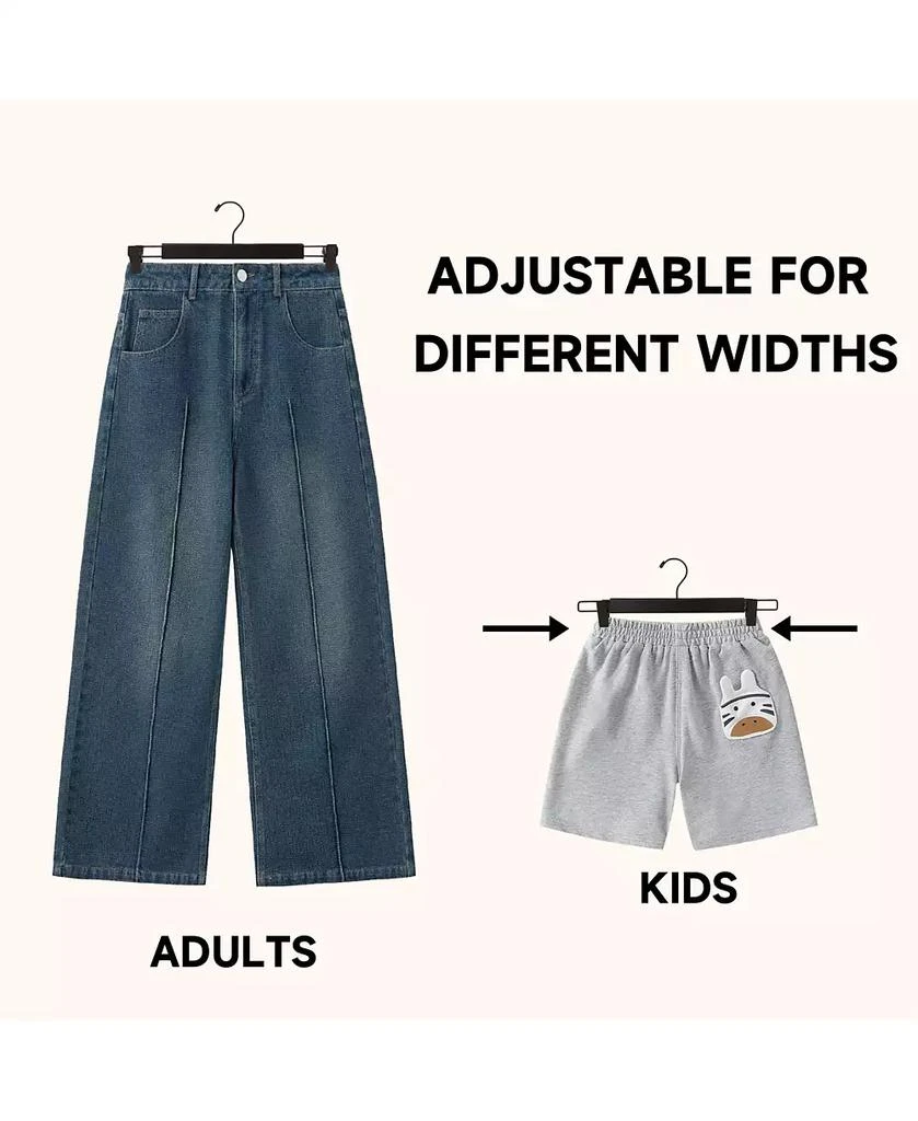 BP4U 12-Pack Premium Wooden Pants Hangers with Adjustable Clip, Heavy Duty Solid Wood Skirt Bottom Hangers for Trousers, Dress Slacks, Dresses, Shorts 5