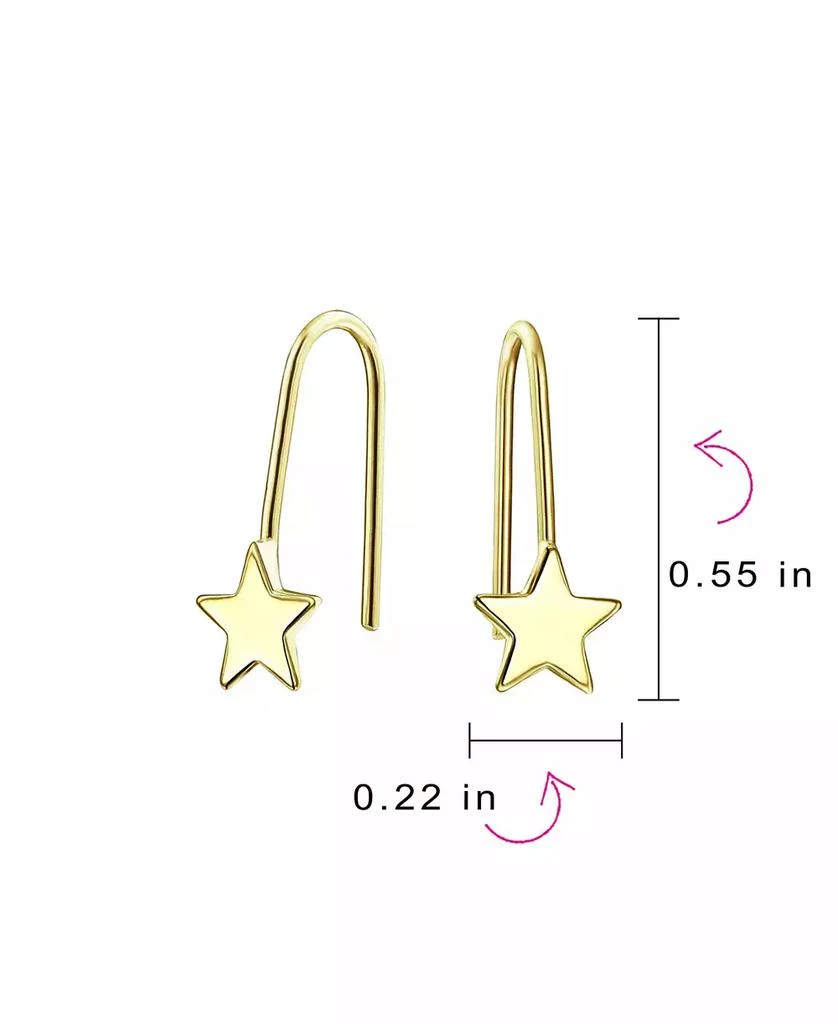 Bling Jewelry Minimalist Tiny Celestial USA Patriotic Rock Star Threader Earrings 14K Yellow Gold 4