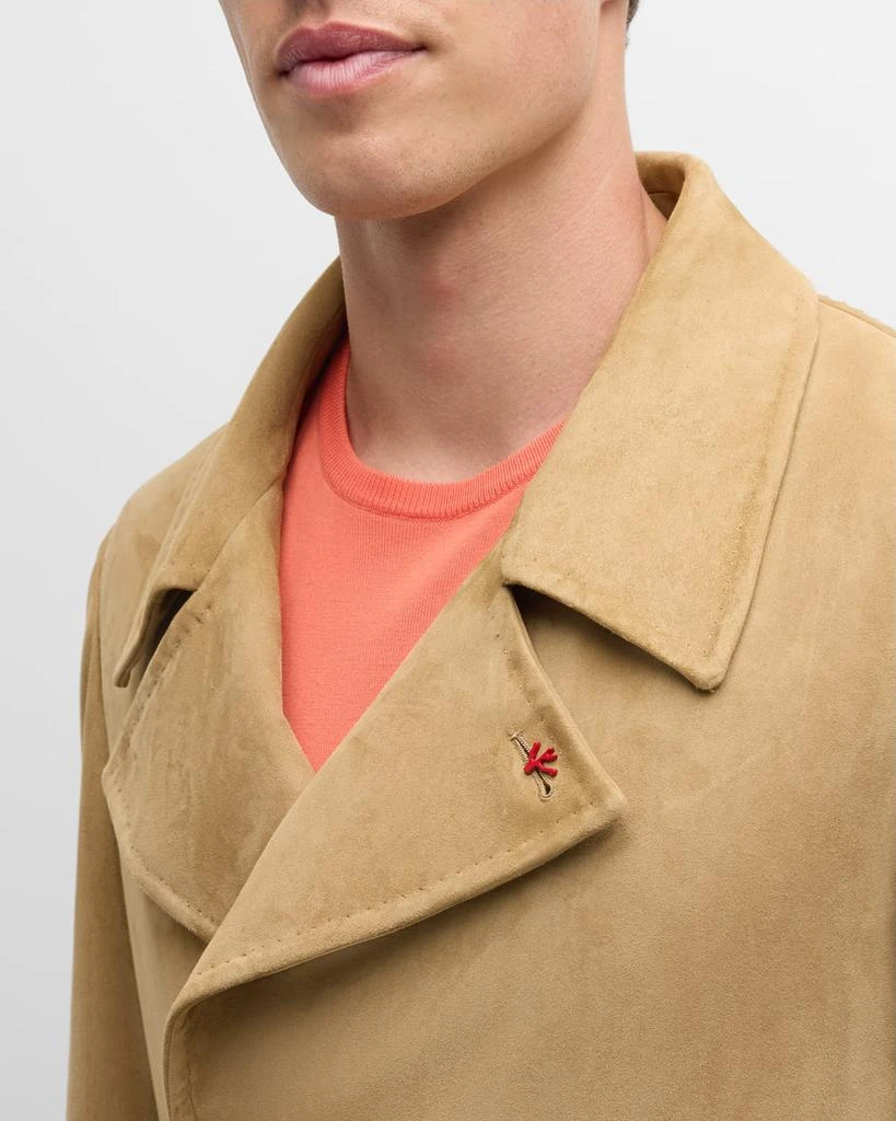 Isaia Men's Belted Suede Trench Coat 5