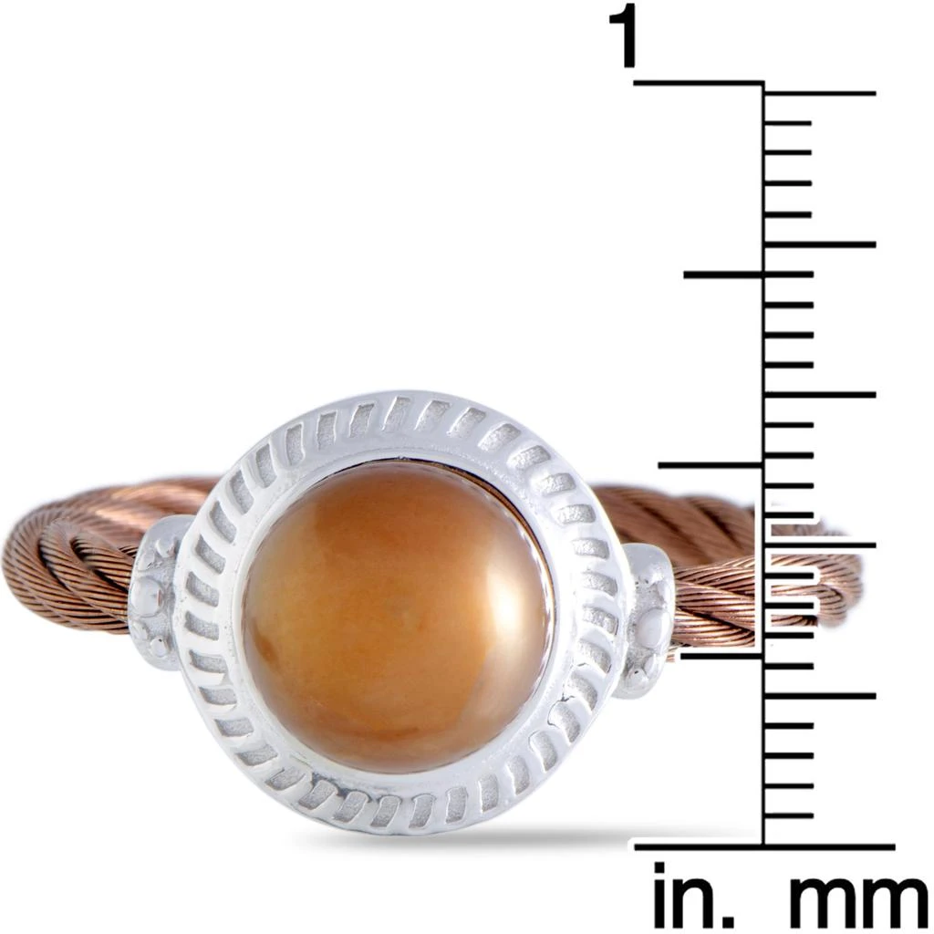 Charriol Pearl Stainless Steel and Bronze PVD Brown Pearl Round Cable Ring 6
