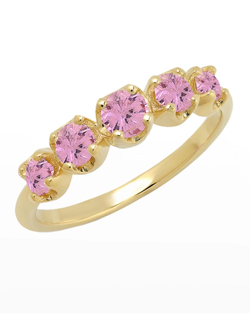 Jennifer Meyer Graduated Stone Ring in Pink Sapphires, Size 6.5