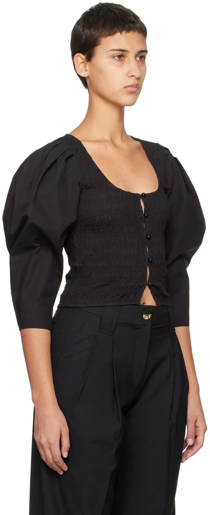 Ganni Black Smocked Blouse 2