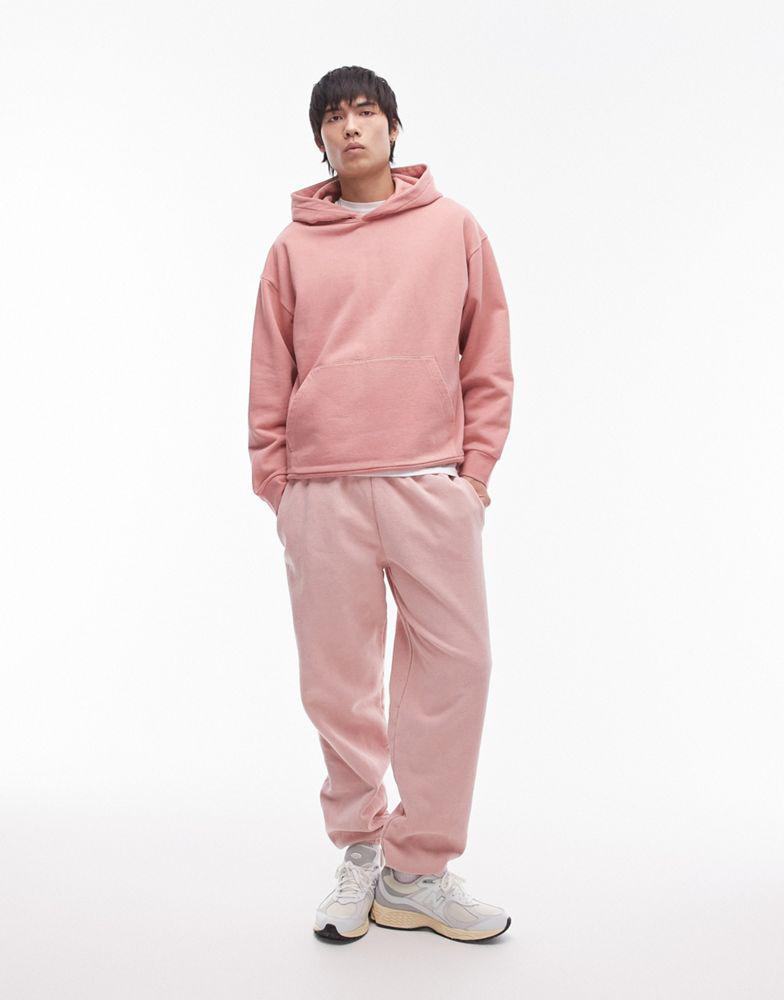 Topman Topman oversized fit hoodie in washed pink