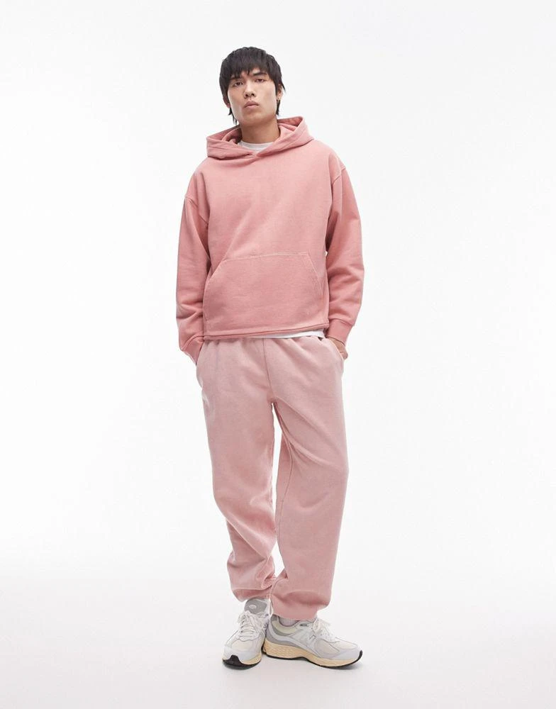 Topman Topman oversized fit hoodie in washed pink 2