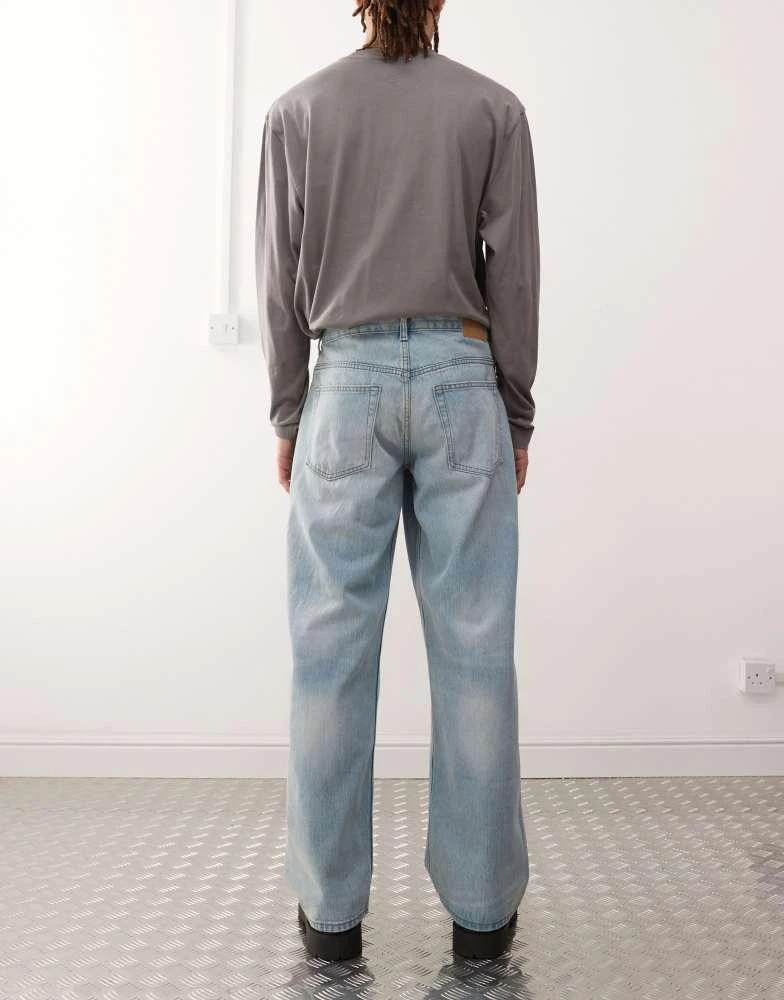 Weekday Weekday Sphere low waist wide leg jeans in light blue wash 2