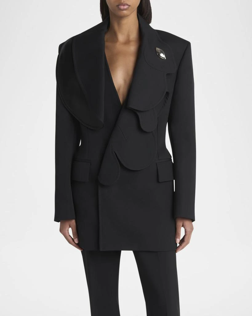 Bottega Veneta Bunny Lapel Brooch Compact Wool Jacket 4