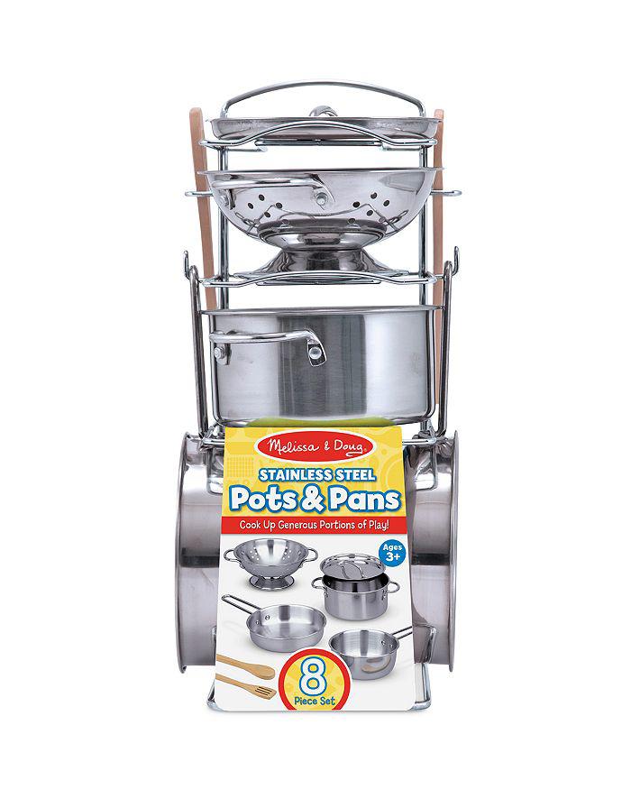 Melissa & Doug Stainless Steel Pots & Pans Play Set - Ages 3+