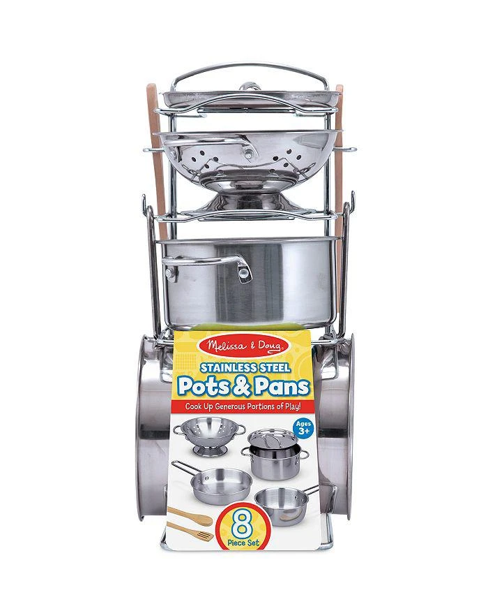 Melissa & Doug Stainless Steel Pots & Pans Play Set - Ages 3+ 1