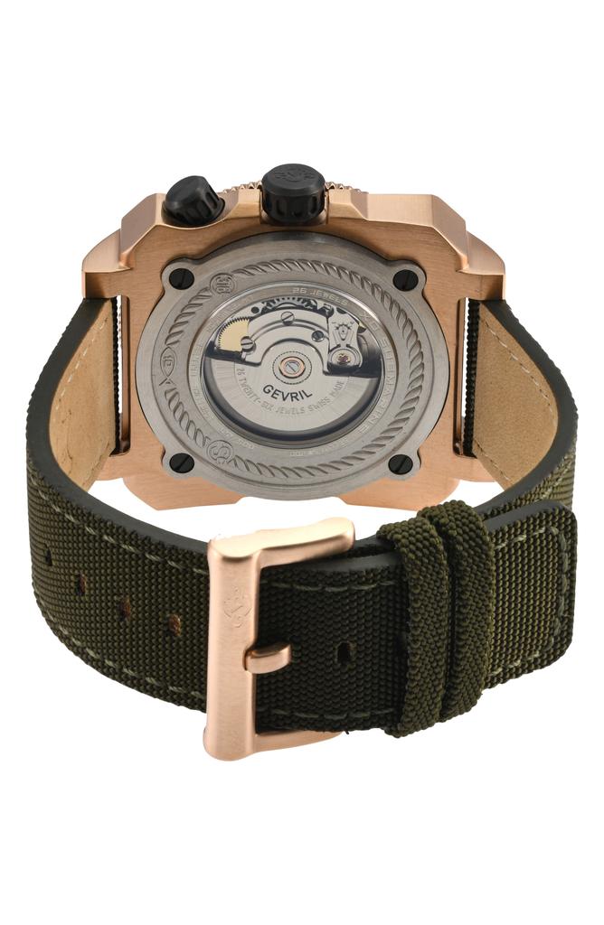 GV2 XO Gold-Tone Submarine Canvas Strap Watch, 44mm