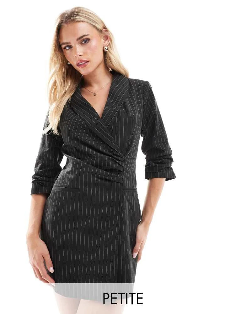Miss Selfridge Miss Selfridge blazer dress with ruched detail in pinstripe 1
