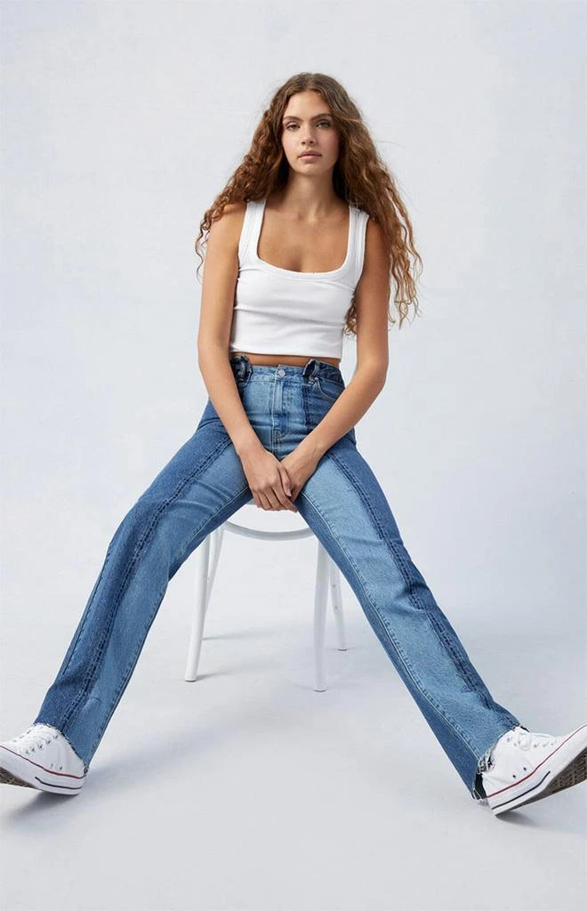 PacSun Two-Tone Millie Mid Rise '90s Boyfriend Jeans 6