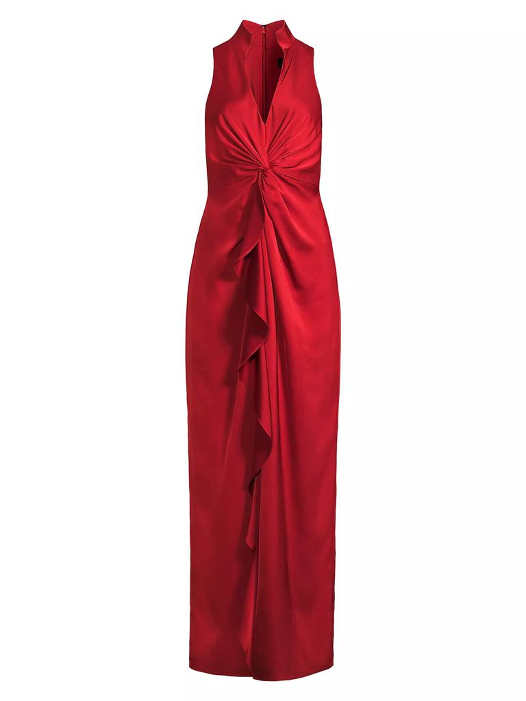 Aidan Mattox Ruffle Satin Column Gown