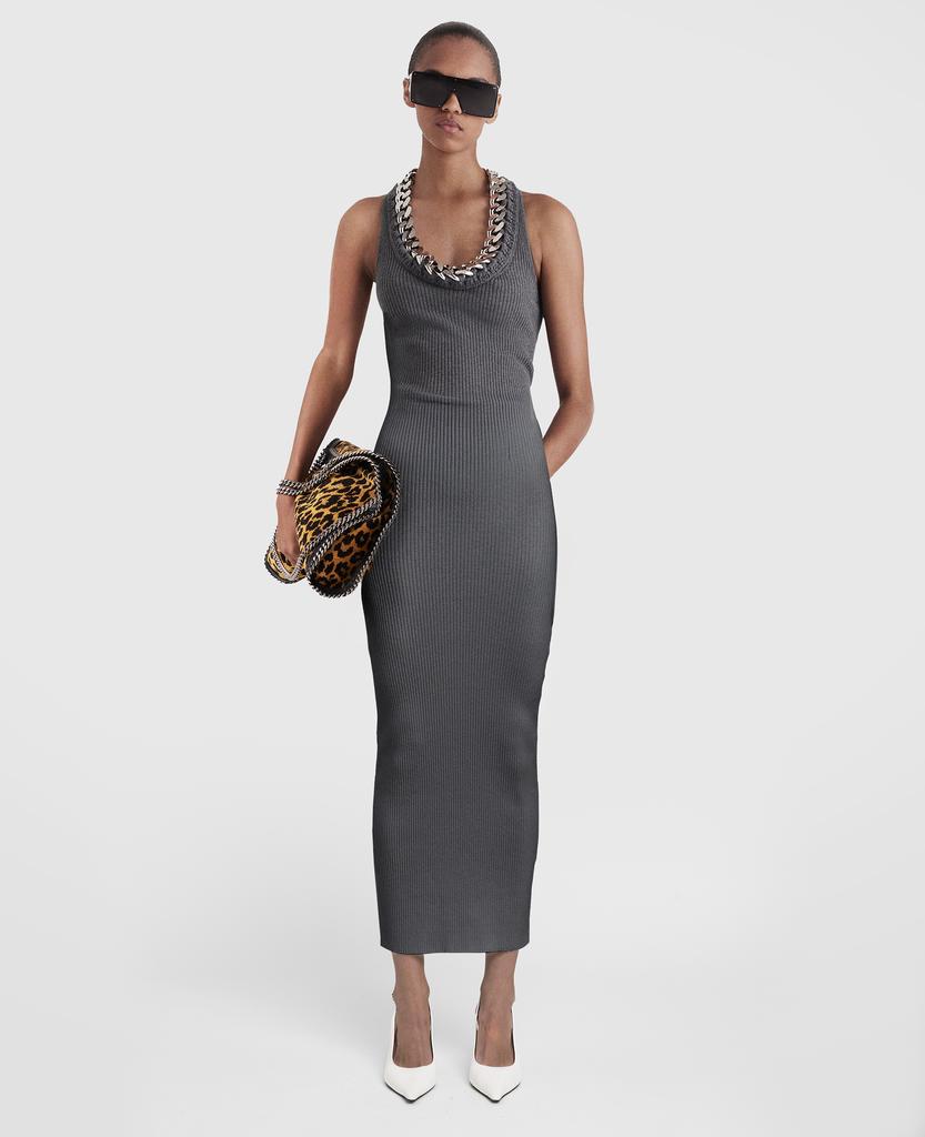 Stella McCartney Stella McCartney - Chunky Chain Midi Dress, Woman, Dark grey melange, Size: XS