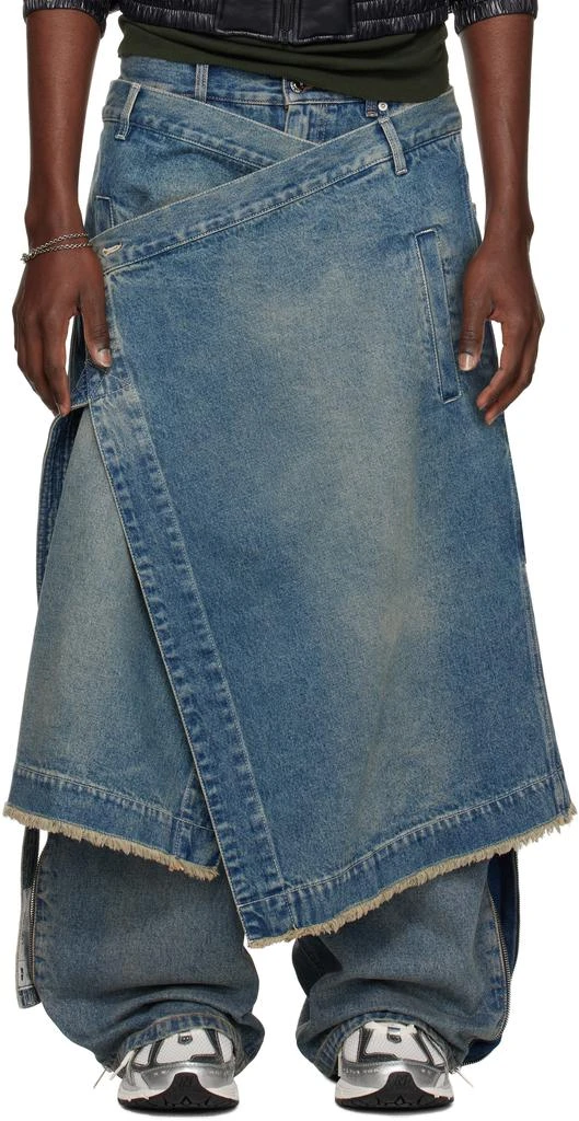 LU'U DAN Blue Apron Denim Skirt 1