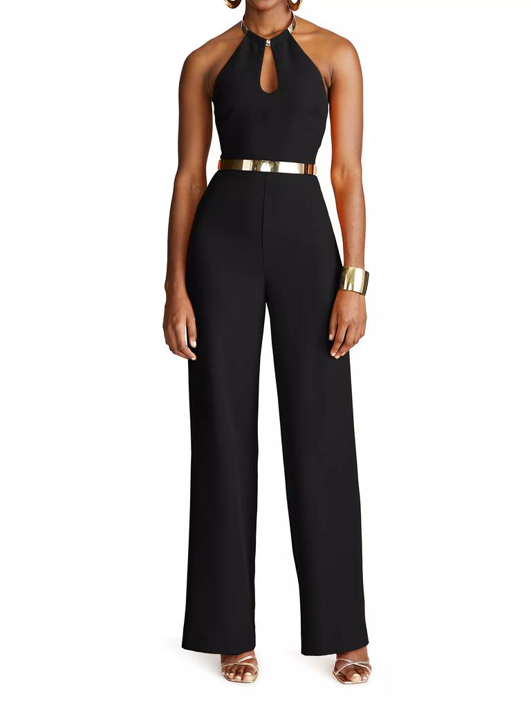 Halston Oki Stretch Crepe Jumpsuit