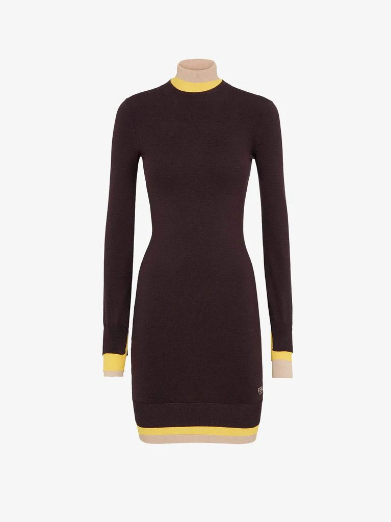 knee length dresses for ladies Fendi Brown Logo Mini Dress