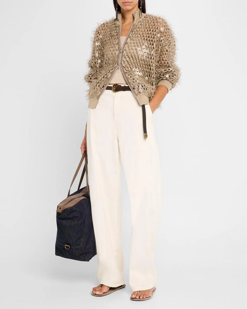 Brunello Cucinelli Mosaic Sequin Embroidered Net Knit Zip Jacket 2