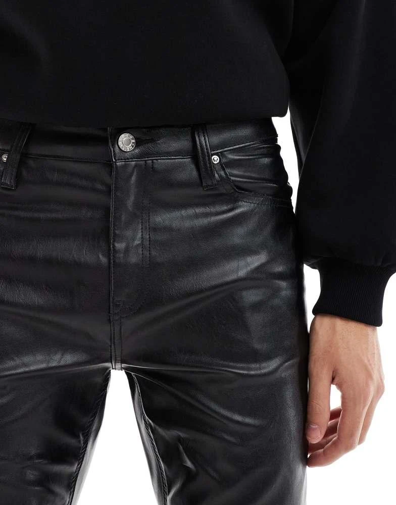ASOS ASOS DESIGN skinny leather look trouser in black 3