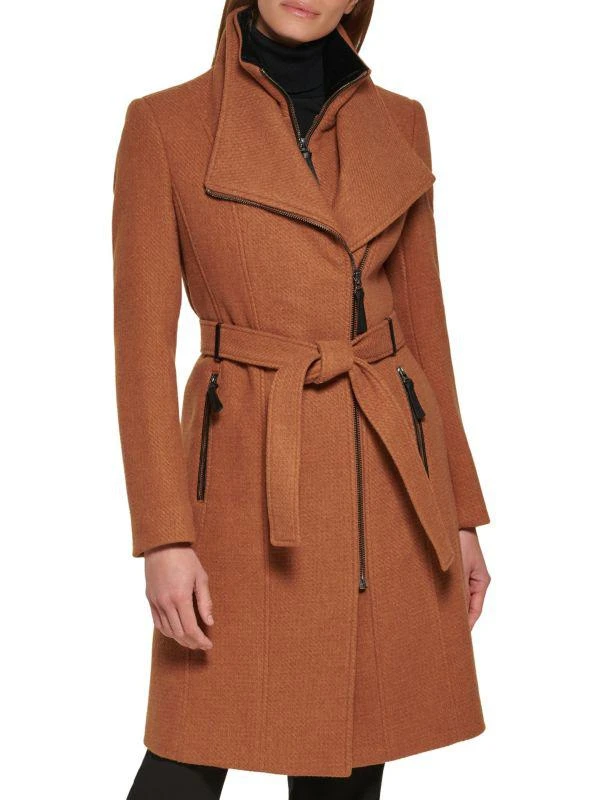 Calvin Klein Bib Belted Wool Blend Wrap Coat 3