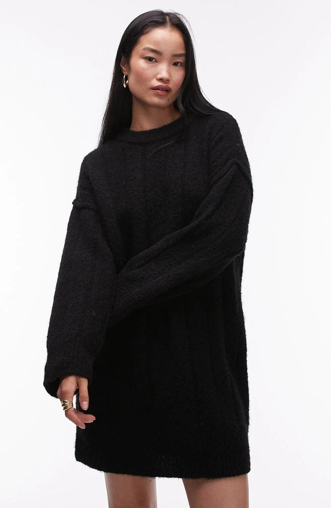 Topshop Rib Long Sleeve Knit Mini Sweater Dress 5