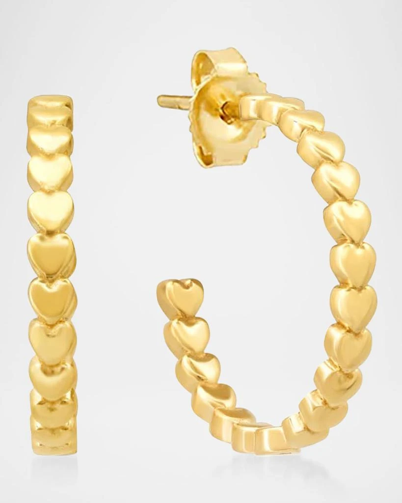Jennifer Meyer 18K Yellow Gold Small Heart Link Hoop Earrings 1