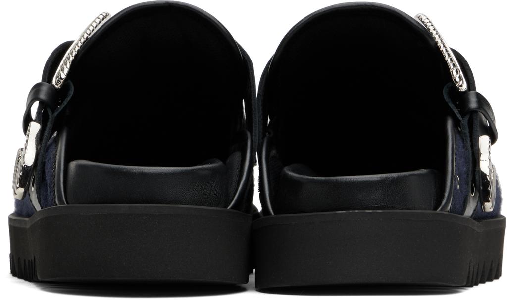 Toga Virilis SSENSE Exclusive Black & Navy Eyelet Metal Sabot Loafers