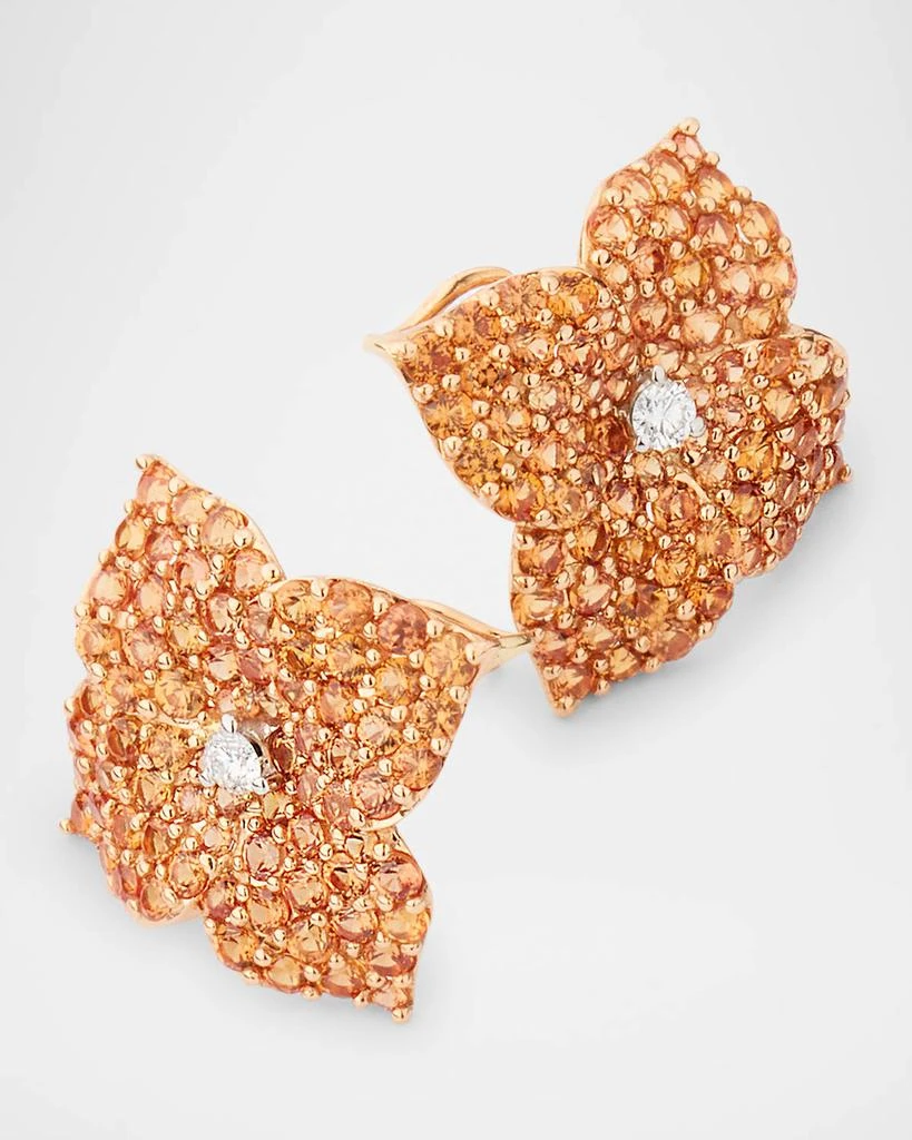 Piranesi 18K Rose Gold Orange Sapphire and Diamond Flower Earrings 3