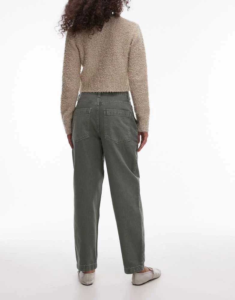 Topshop Topshop seamed straight leg trouser in khaki 2