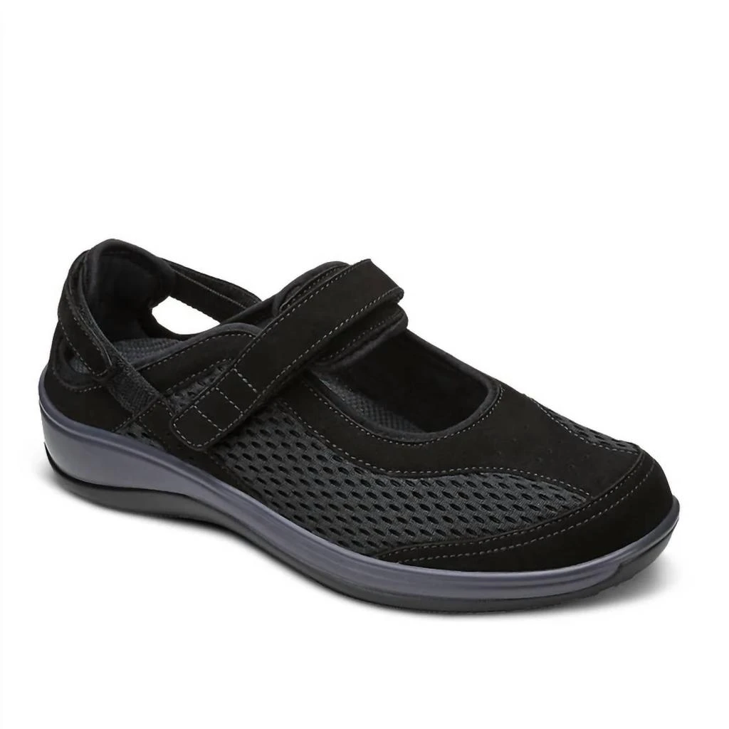 OrthoFeet Women's Sanibel Mary Jane Shoes - Xxw Width In Black 1