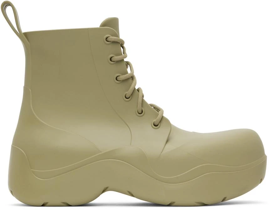 Bottega Veneta Khaki Puddle Lace-Up Boots 1