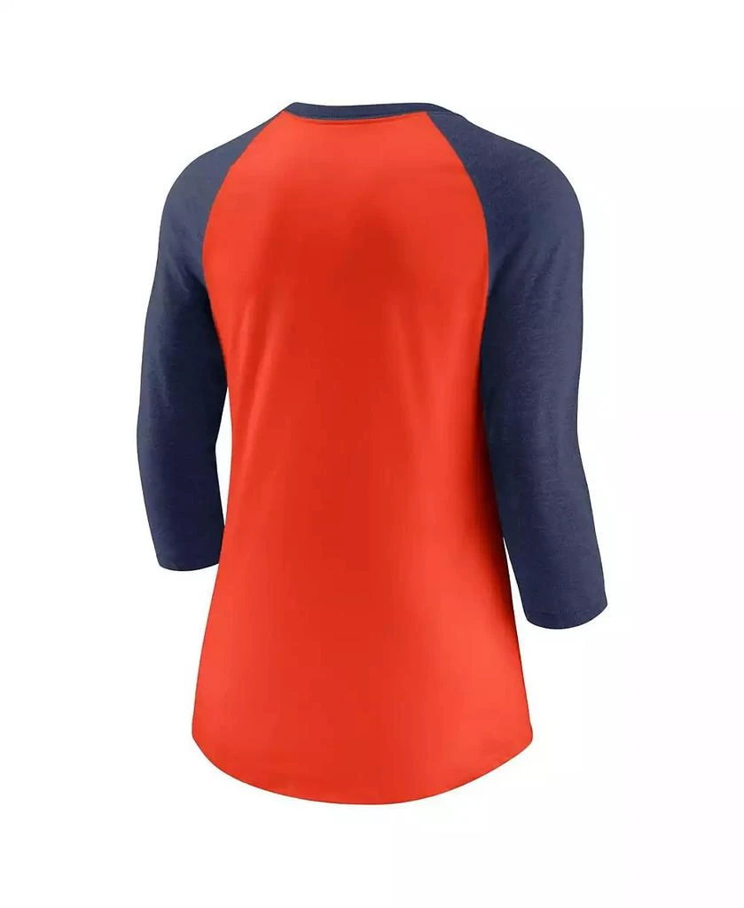 Nike Women's Orange, Navy Detroit Tigers Next Up Tri-Blend Raglan 3/4 -Sleeve T-shirt 4