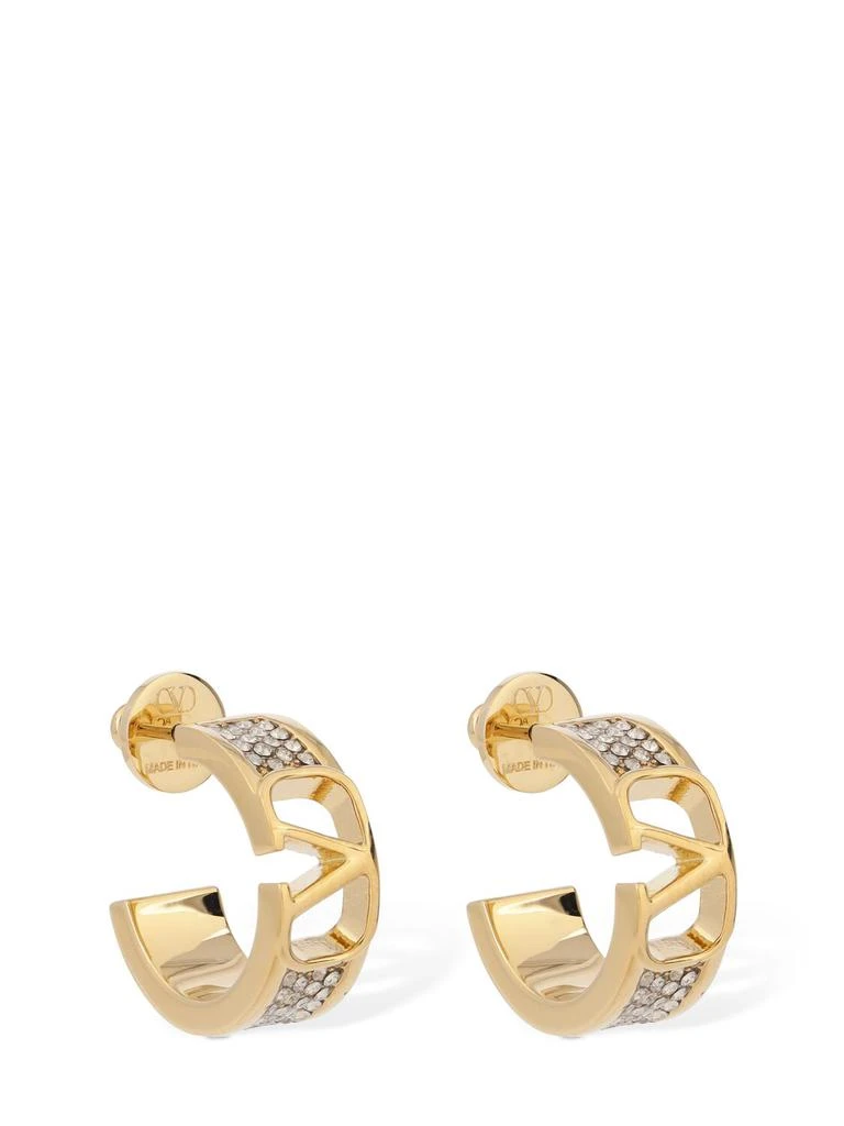 Valentino V Logo Signature Strass Hoop Earrings 1