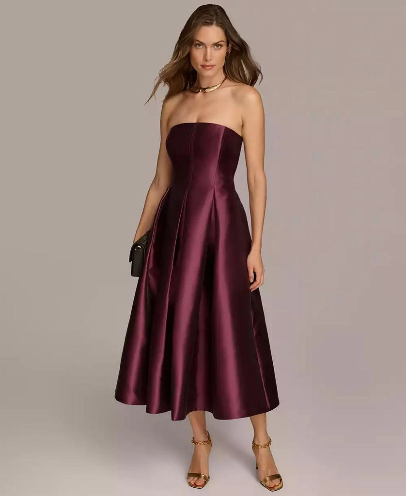 Donna Karan Donna Karan Women's Strapless Fit & Flare Midi Dress 1