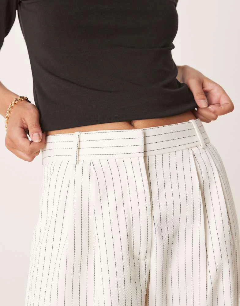 Abercrombie & Fitch Abercrombie & Fitch ultra high rise tailored trousers in cream pinstripe 4