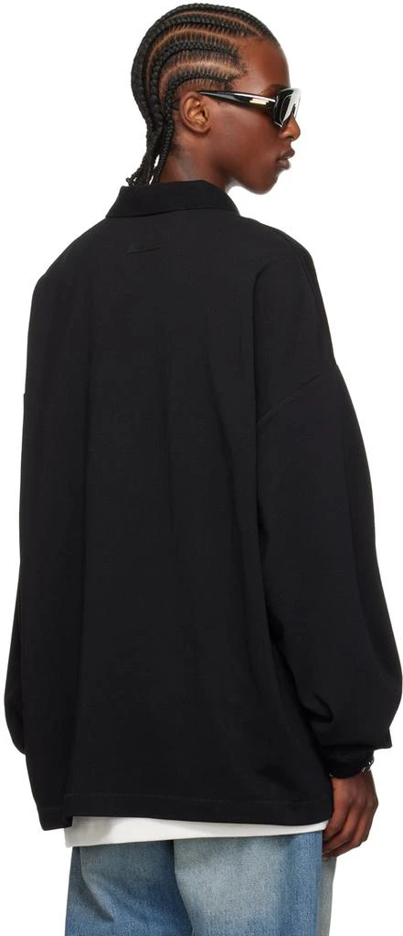 Essentials Black Logo Patch Long Sleeve Polo 3