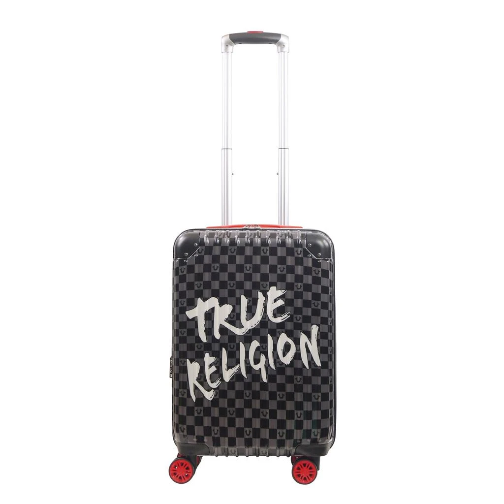 True Religion 22.5" Hardcase Checkered carry-on with big logo. 3